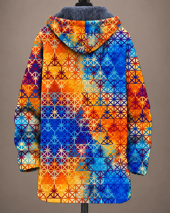 Henriette | Vibrant Mosaic Hooded Jacket