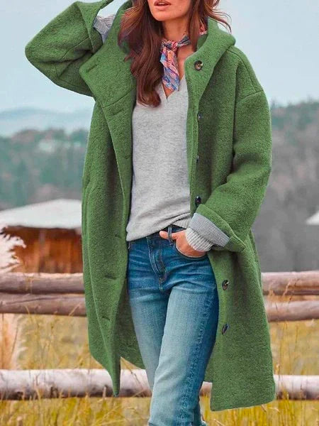 Jacinthe - Elegant Long Sleeve Coat With Buttons