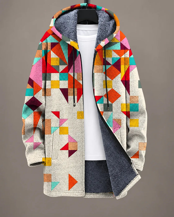 Kathy | Colorful Geometric Hooded Jacket