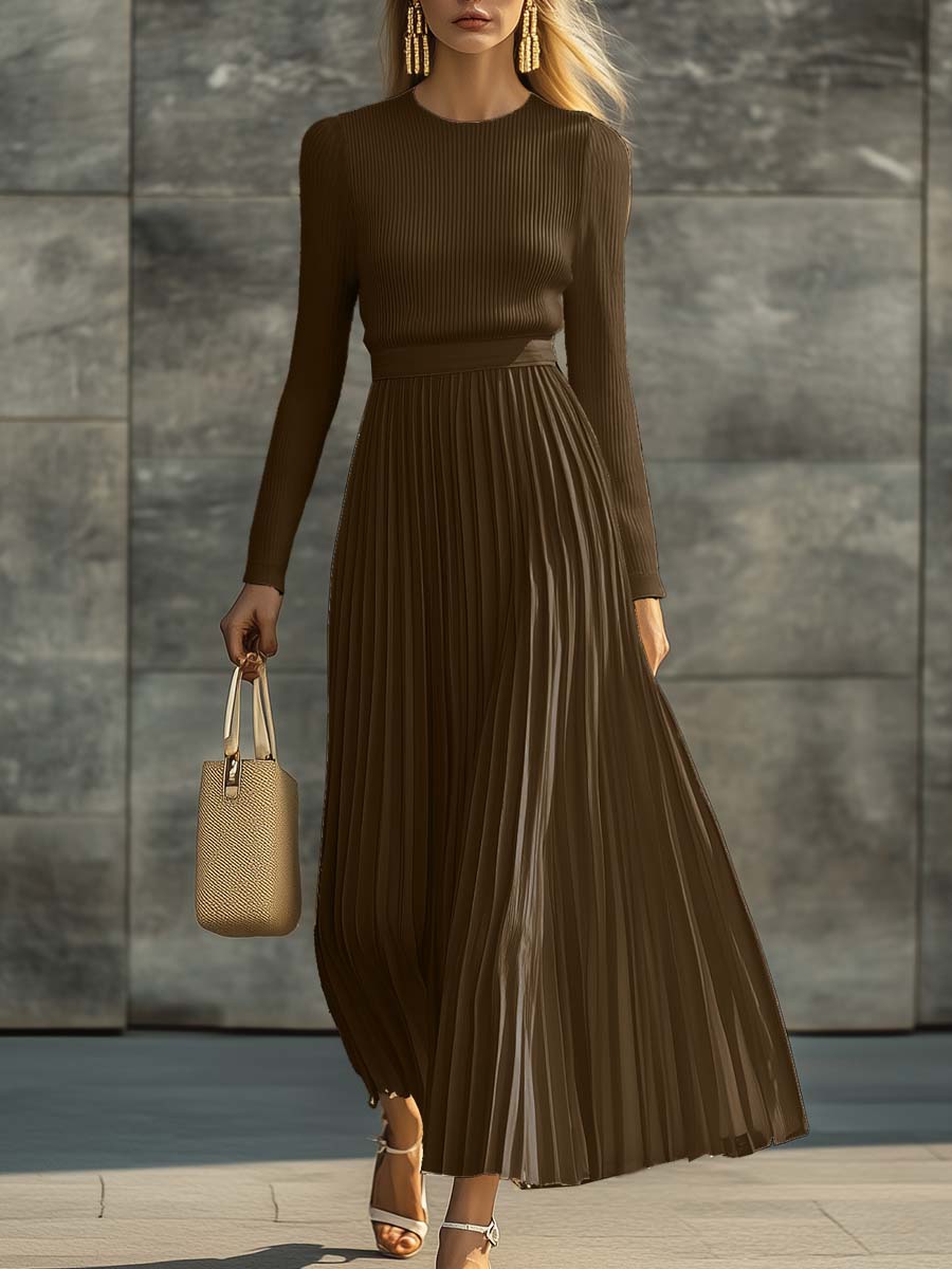 Charlotte | Ribbed Knit Pleated Midi Dress