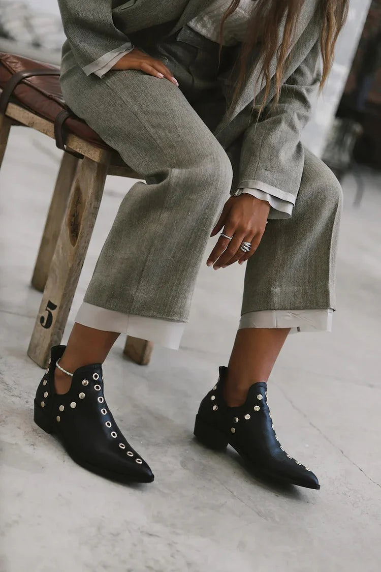 Brenda | Pointed Studded Ankle Boot