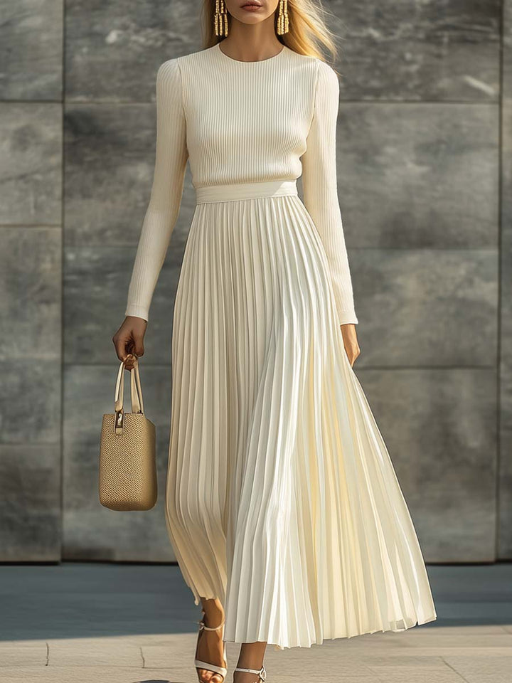 Charlotte | Ribbed Knit Pleated Midi Dress