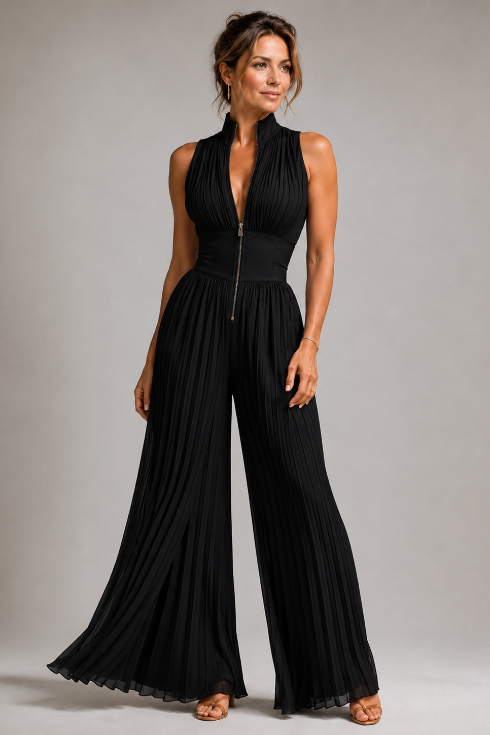 Djoni | Pleated Halter Jumpsuit