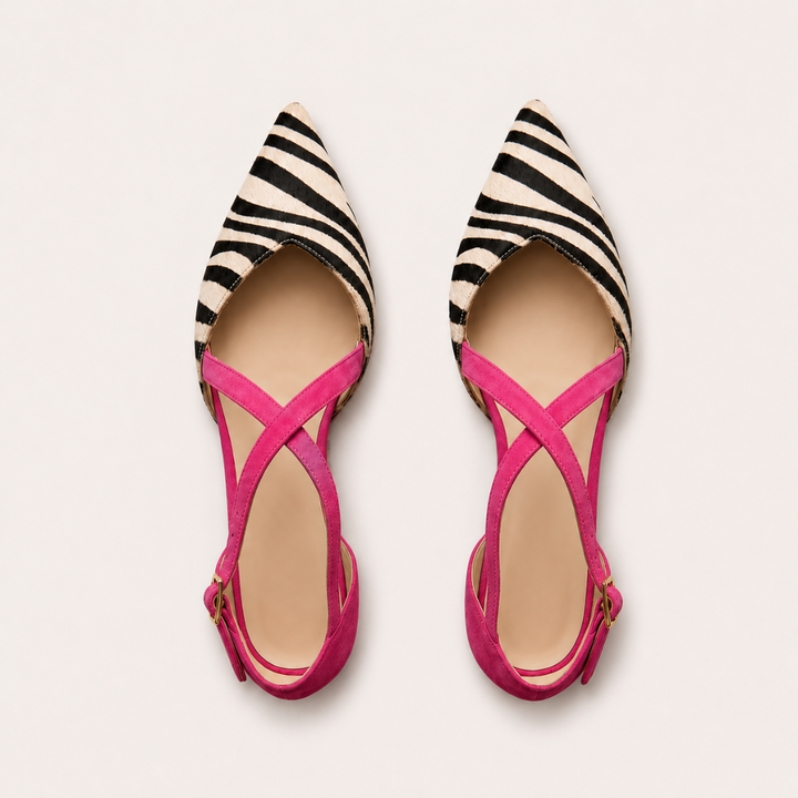 Vanessa | Two-Tone Cross Strap Ballet Flats