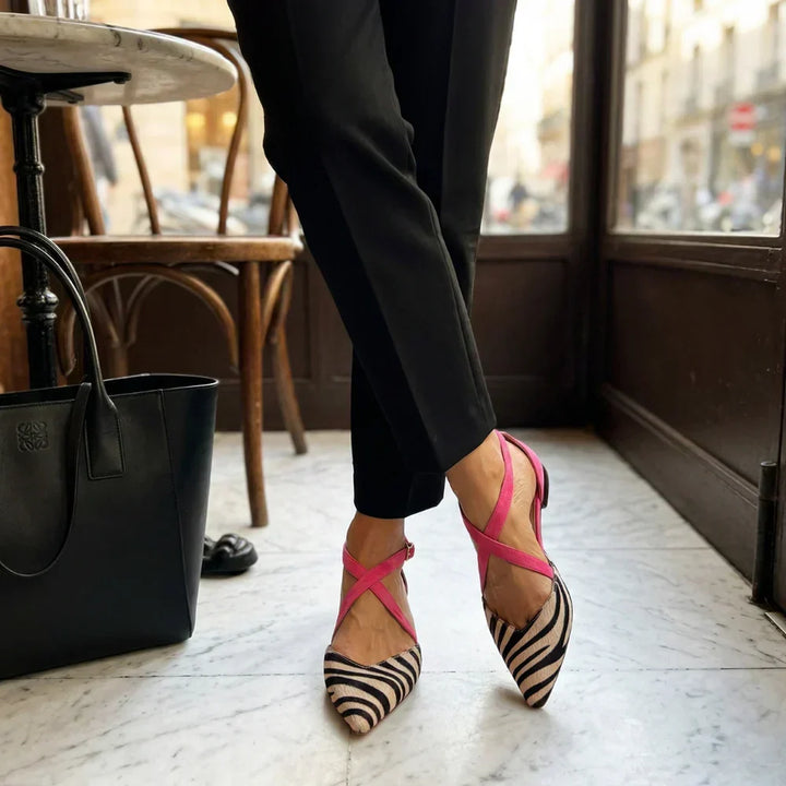 Vanessa | Two-Tone Cross Strap Ballet Flats