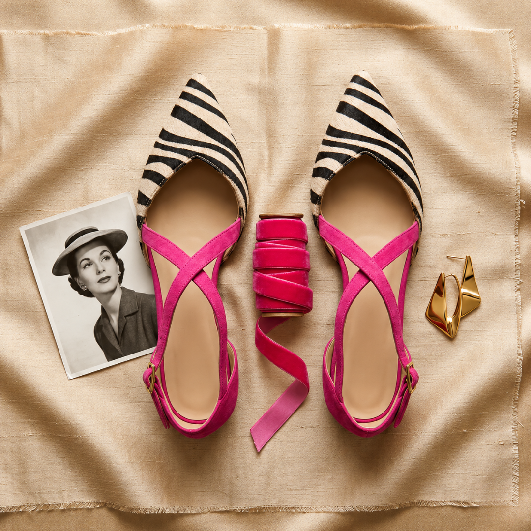 Vanessa | Two-Tone Cross Strap Ballet Flats