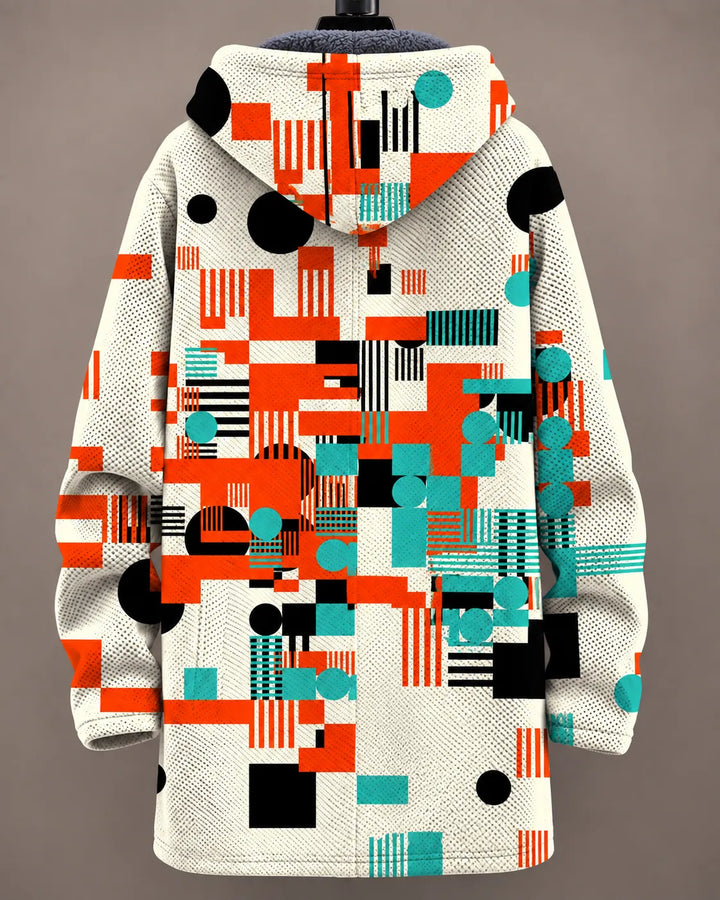 Elinor | Modern Mosaic Hooded Zip Jacket