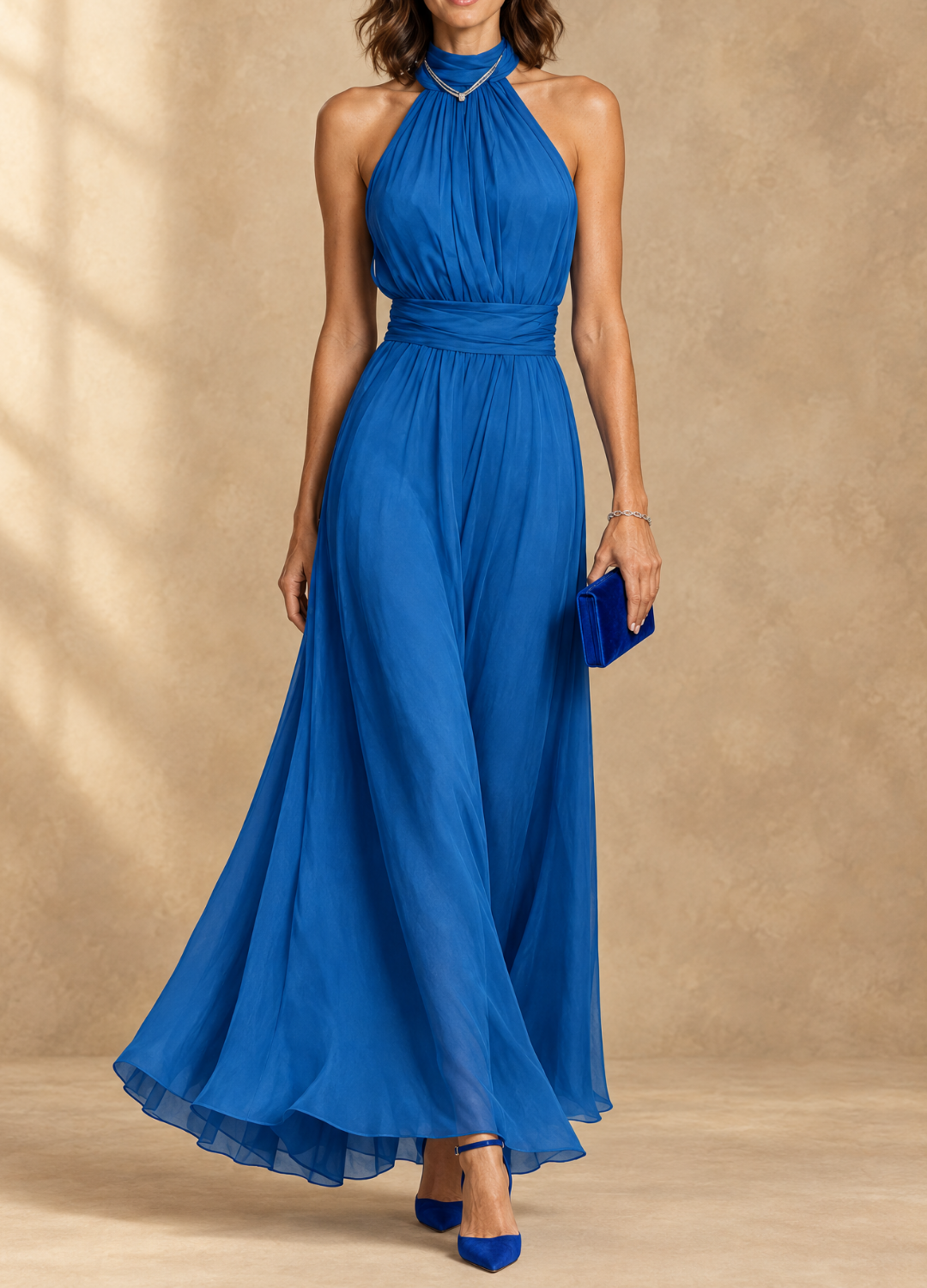 Paula | Halter Neck Chiffon Maxi Dress