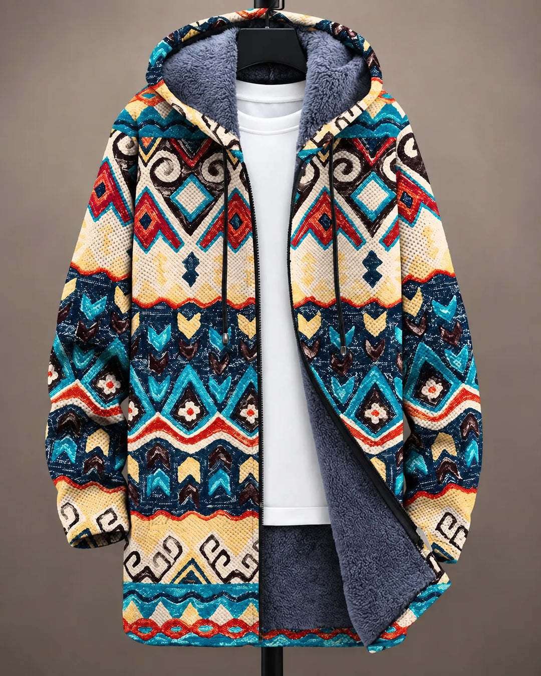 Elinor | Modern Mosaic Hooded Zip Jacket