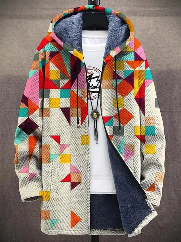 Paula | Geometric Hooded Cardigan