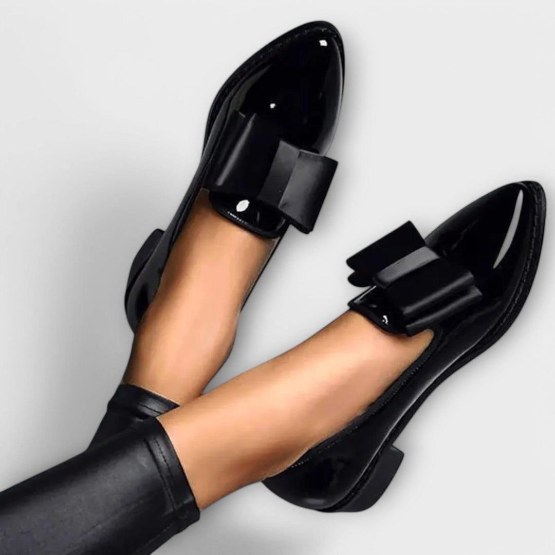 Sabrina | Patent Loafers with Contrast Bow