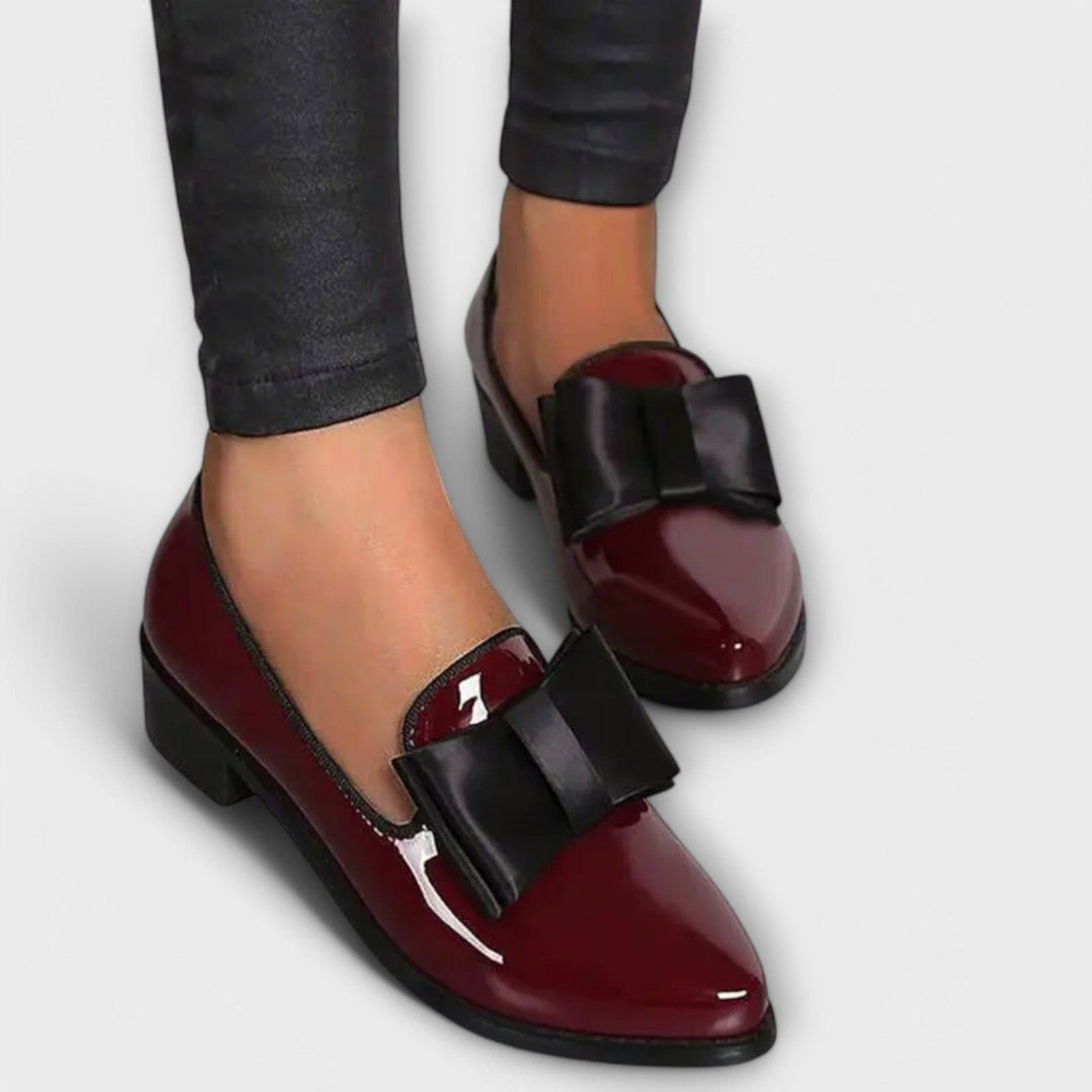 Sabrina | Patent Loafers with Contrast Bow