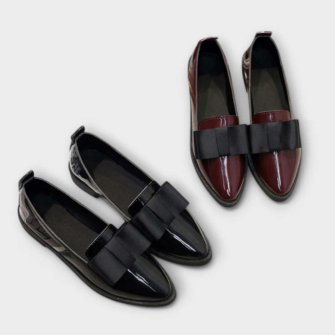 Sabrina | Patent Loafers with Contrast Bow