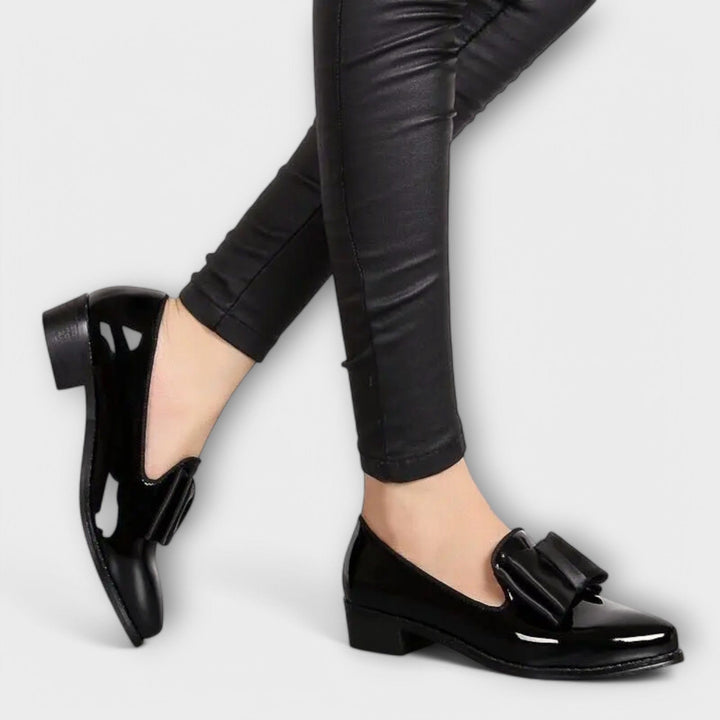 Sabrina | Patent Loafers with Contrast Bow