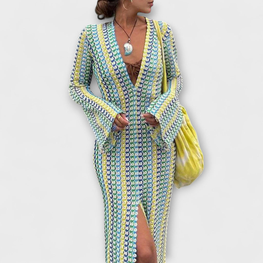 Elina – Maxi Dress with V-Neck and Vacation Flair