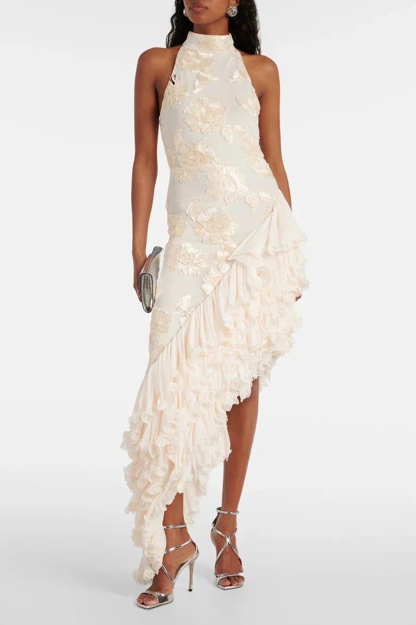 Karen - Maxi Dress with Floral Appliqués