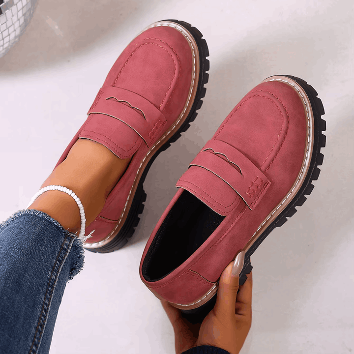 Elsa | Suede-Look Lug Sole Loafers