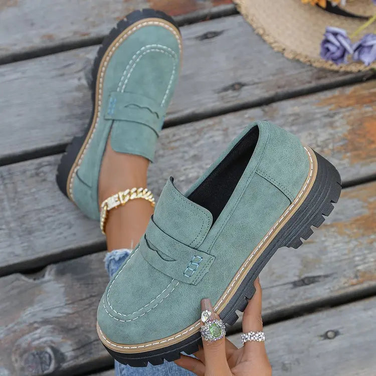Elsa | Suede-Look Lug Sole Loafers