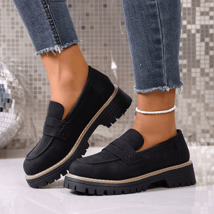 Elsa | Suede-Look Lug Sole Loafers