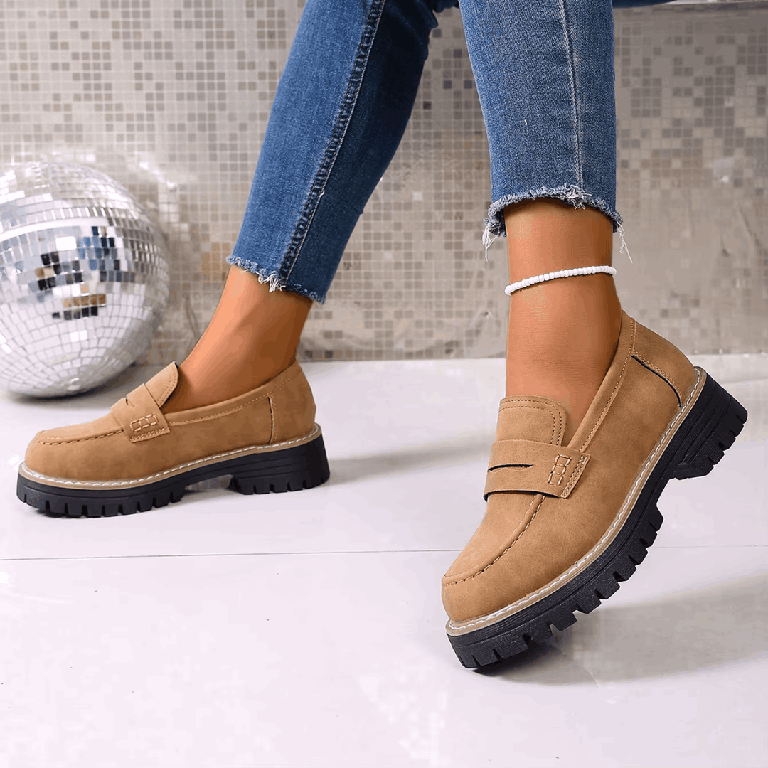 Elsa | Suede-Look Lug Sole Loafers