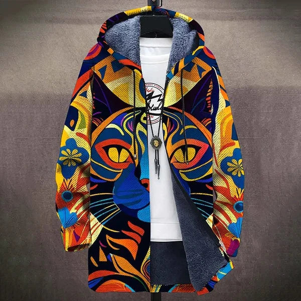Meredith | Cat Print Hooded Cardigan