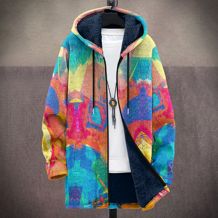 Nina | Rainbow Print Hooded Cardigan