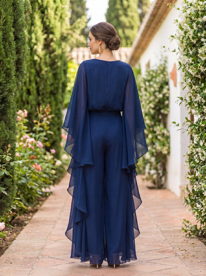 Lenorah | Cape-Sleeve Top and Ruffled Skirt Two-Piece Set