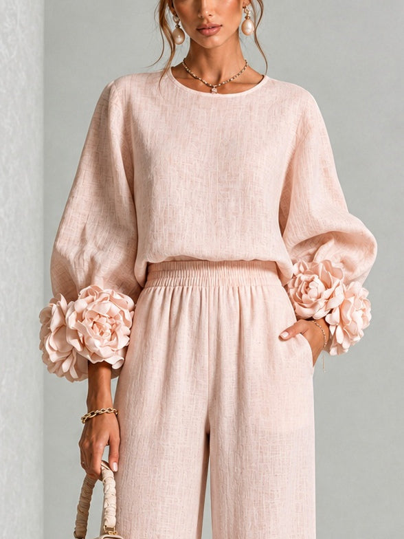 Rosalie | Floral-Cuff Two-Piece Set