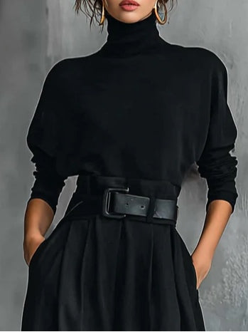 Ginevra | Complete Set with Black High Neck and Straight Pants
