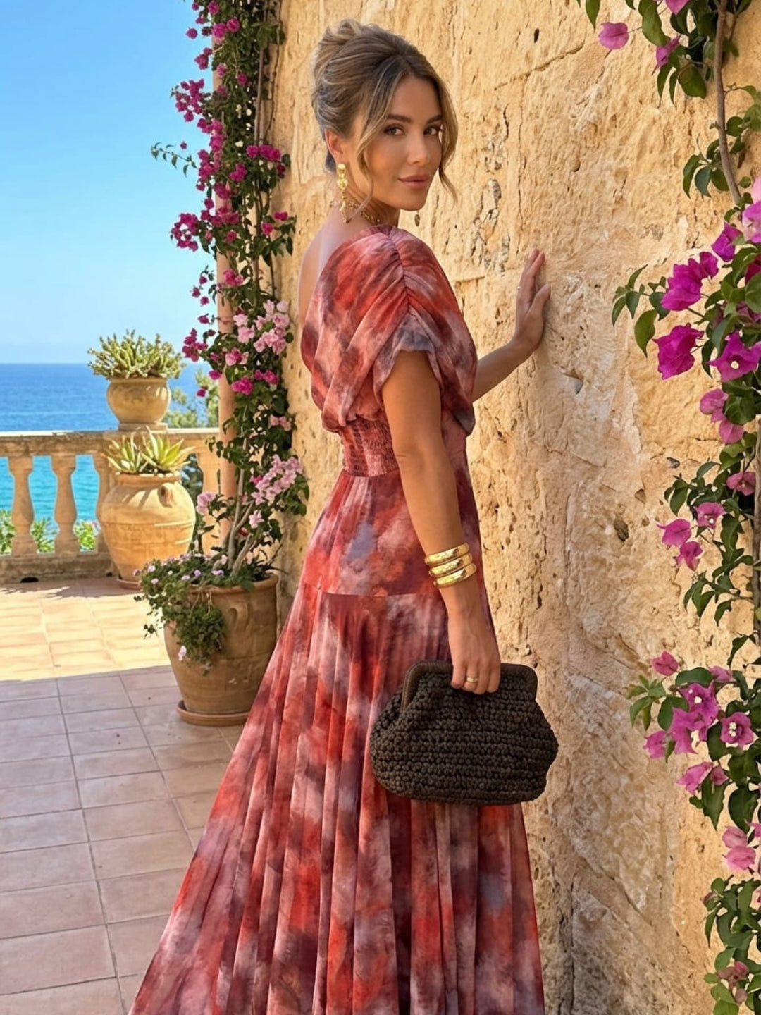 Valentina™ | Watercolor Off-Shoulder Long Dress