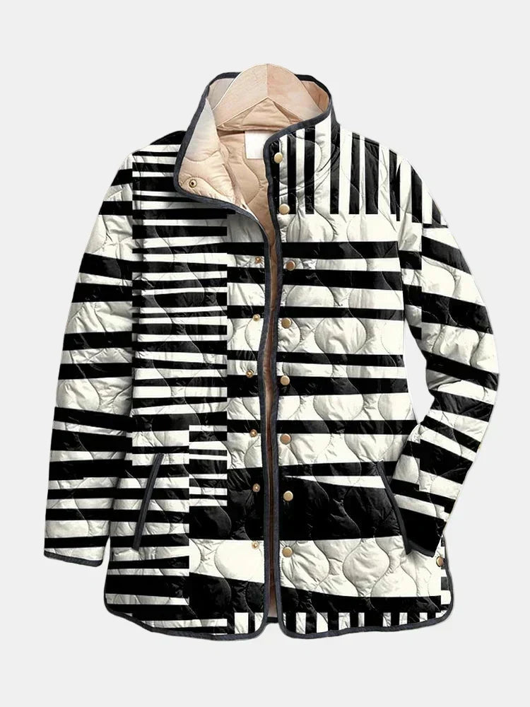 Women’s Monochrome Abstract Quilted Jacket