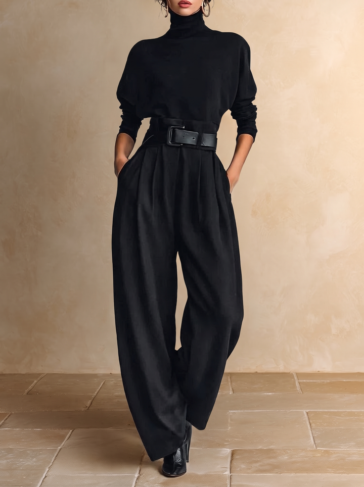 Ginevra | Complete Set with Black High Neck and Straight Pants