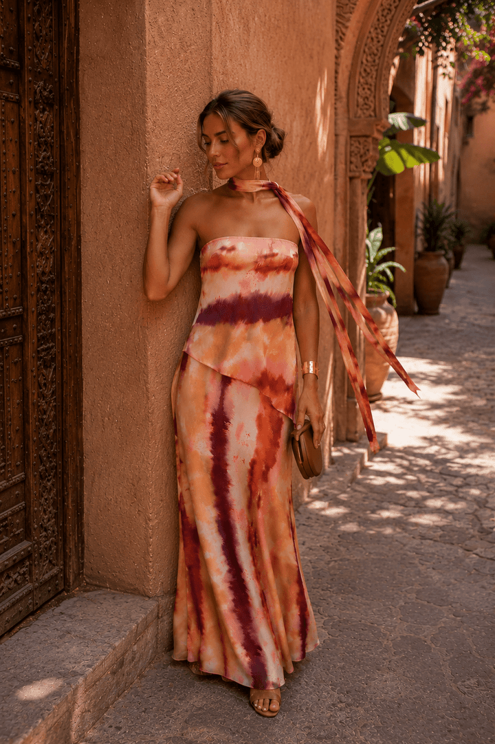 Pilar™ | Long Printed Set with Strapless Neckline