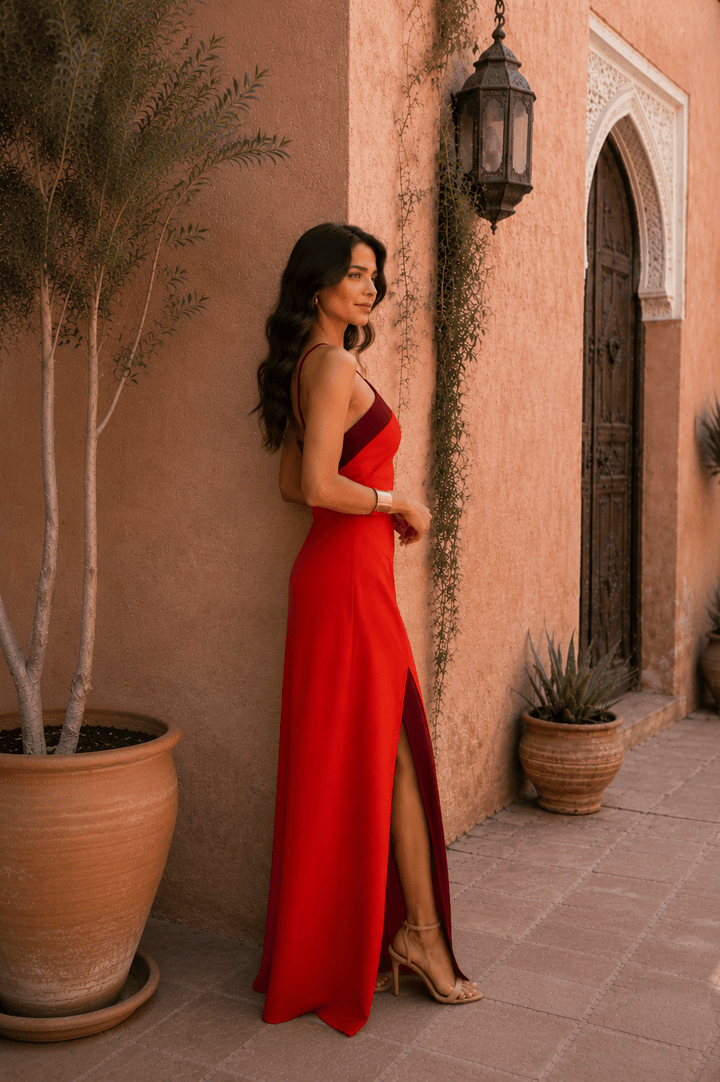 Elisa™ | Long Halter Dress with Slit