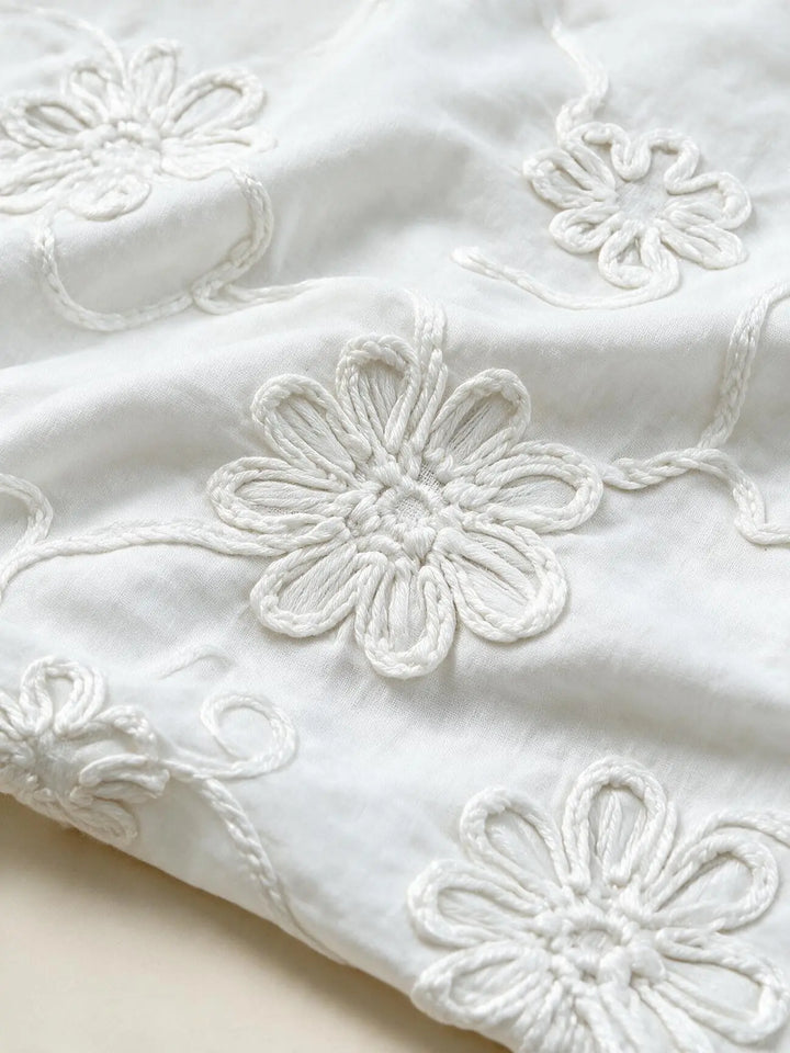 Bella™ | Women's Cotton long-sleeved Embroidered Ruffled Blouse/Shirt