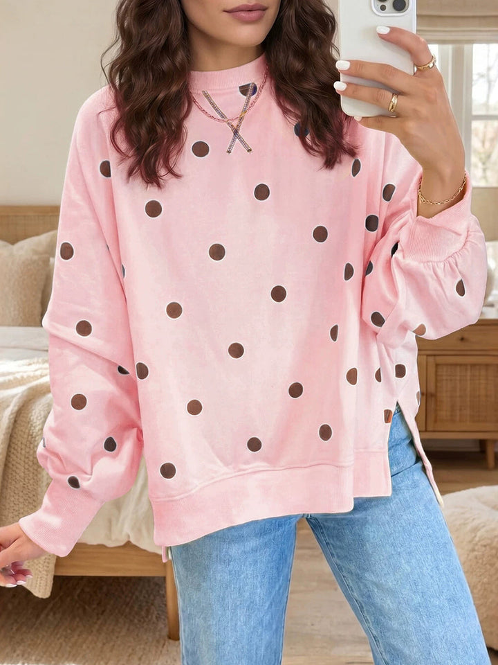 Olivia™ | Chic Sunshine Yellow & Blue Polka Dot Sweatshirt