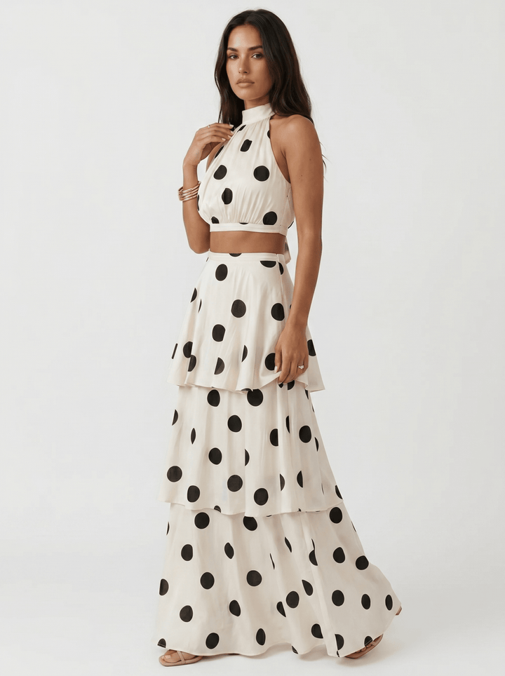 Alina™ | Polka Dot Top and Long Skirt Set