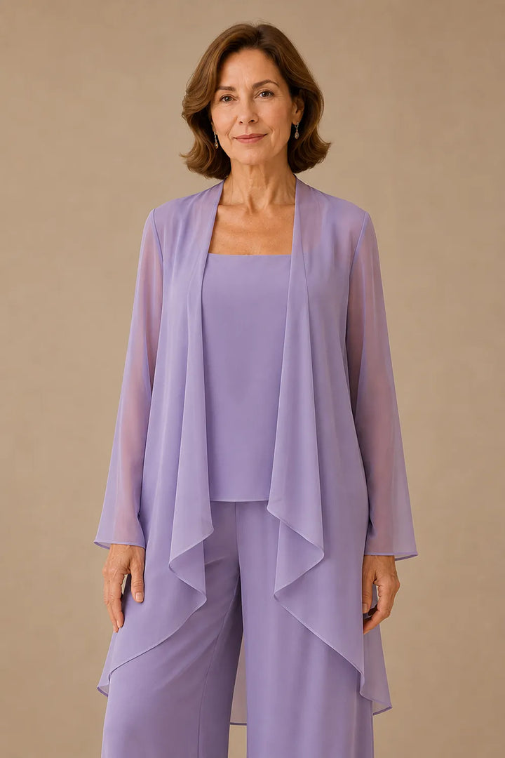 Graceful Mother of the Bride Chiffon Pant Suit