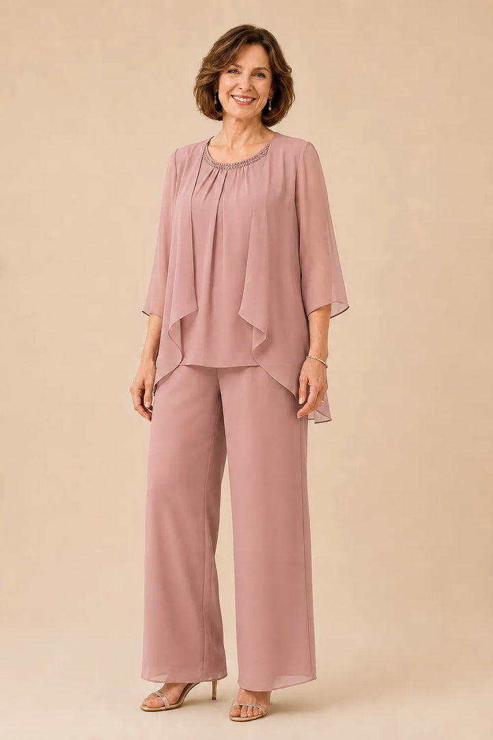 Mother of the Bride Chiffon Overlay Pant Suit