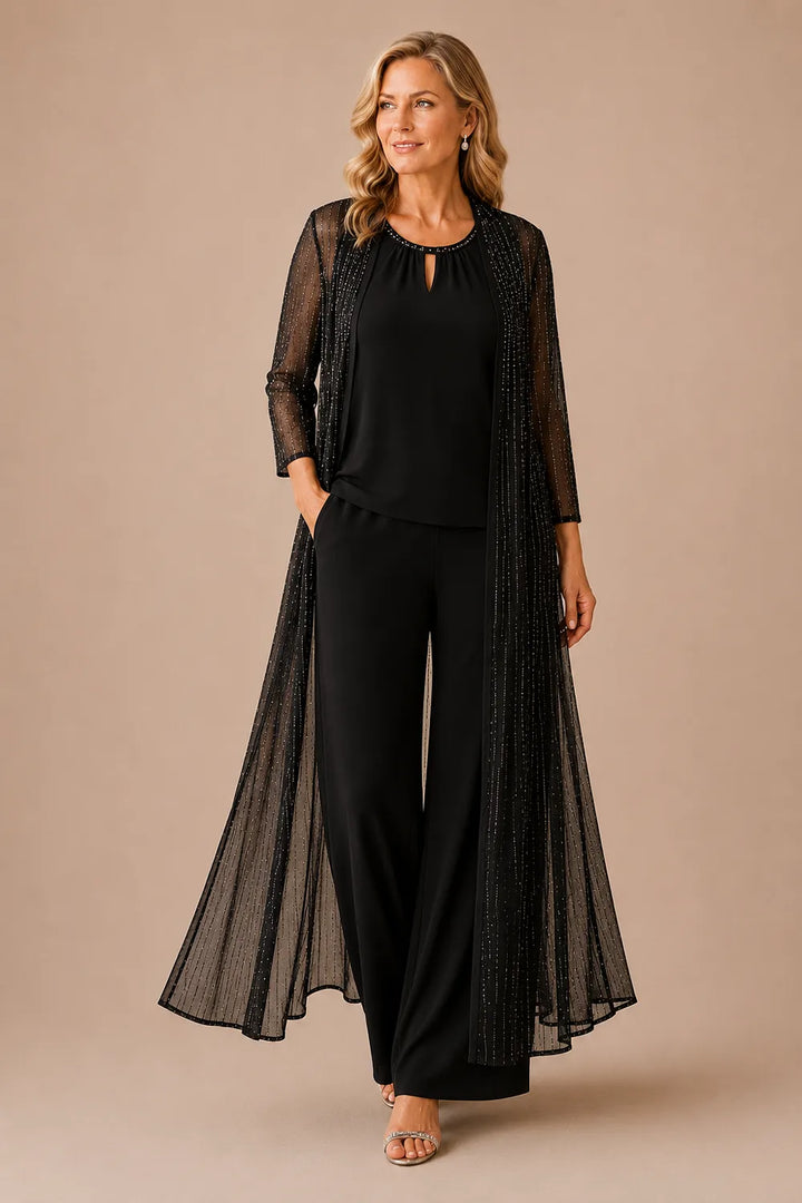 Sheer Duster Formal Pant Suit