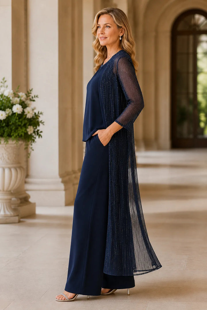 Sheer Duster Formal Pant Suit