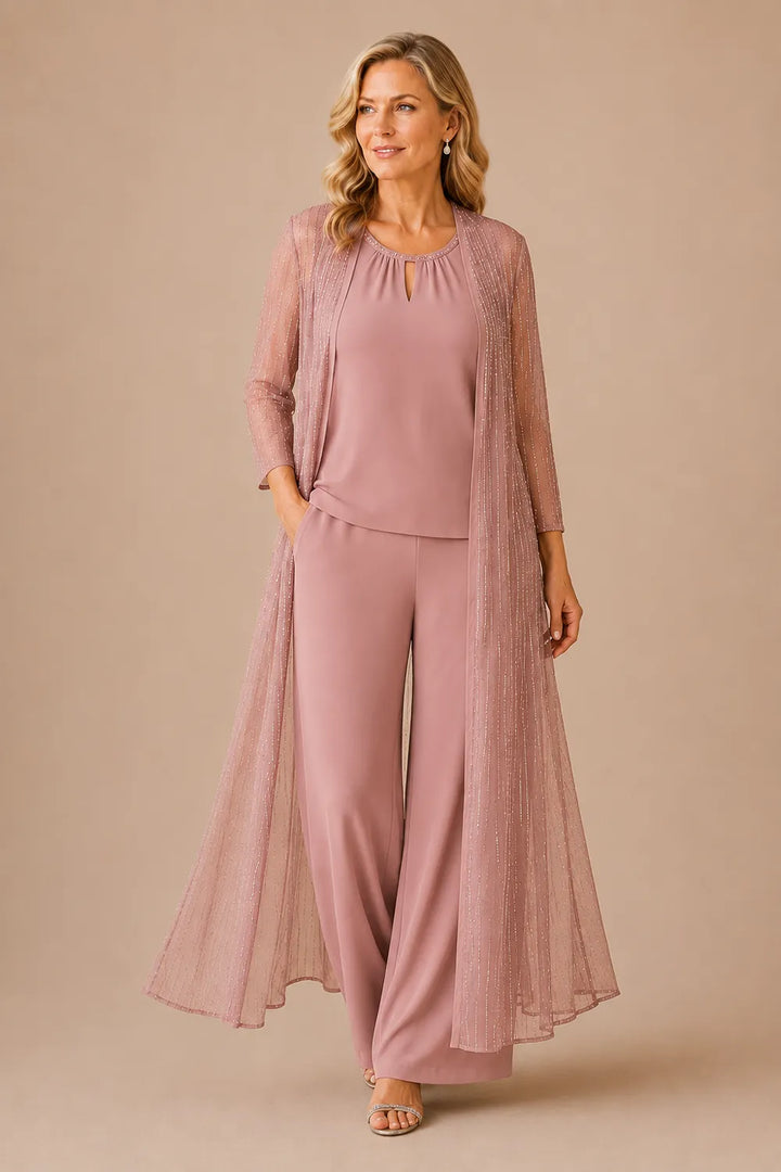 Sheer Duster Formal Pant Suit