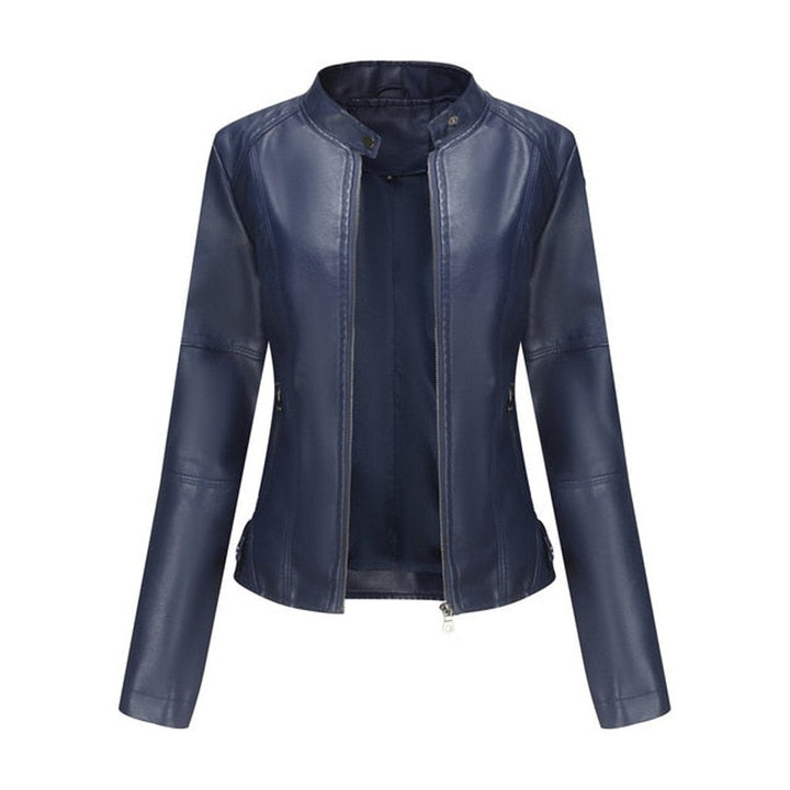 Camille | Stand-Collar Zip-Up Moto Jacket