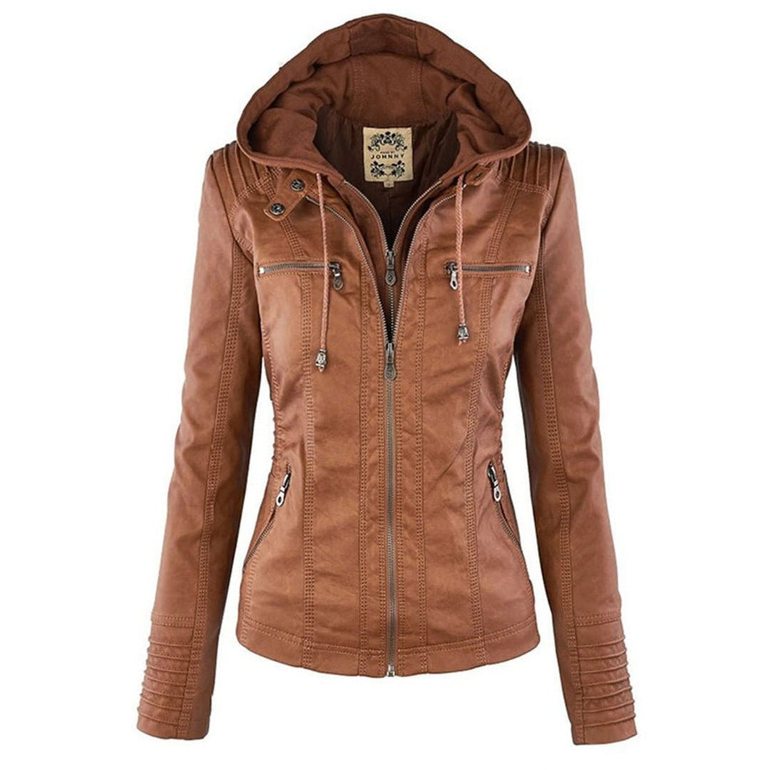 Lucinda | Hooded Moto Jacket with Removable Hood