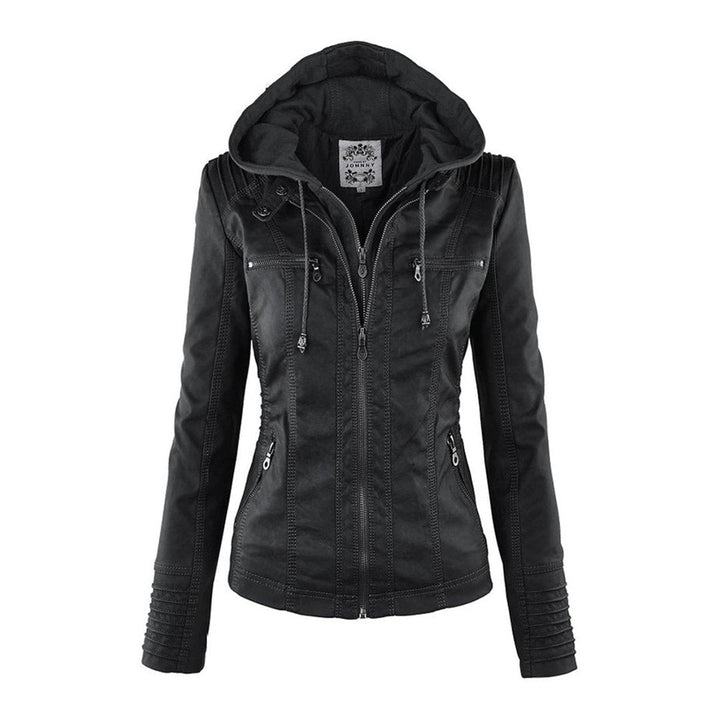 Lucinda | Hooded Moto Jacket with Removable Hood