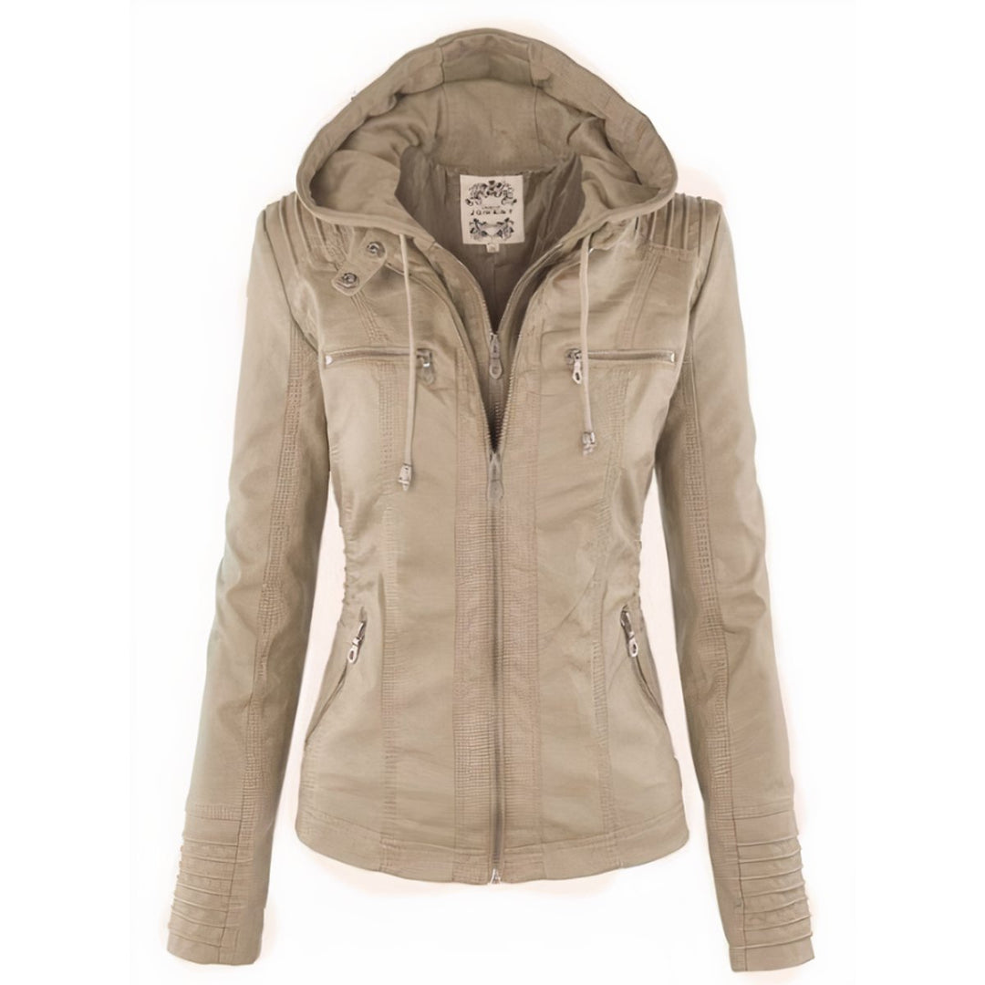 Cassia | Hooded Moto Jacket with Removable Hood